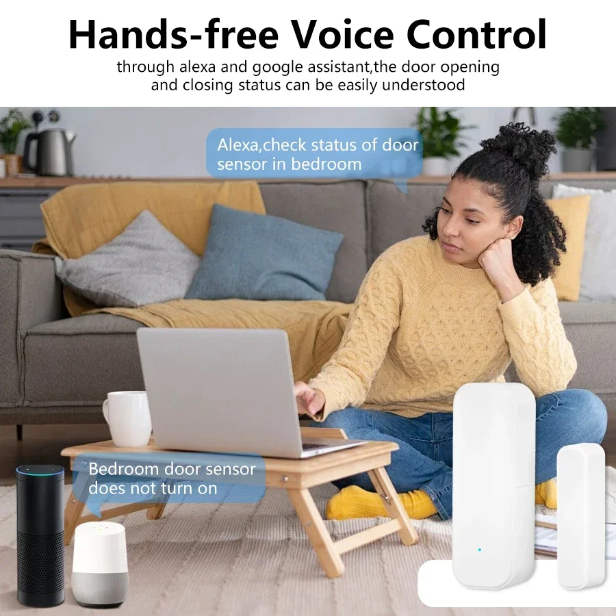 Tuya Wifi Deur Sensor Magnetische Raam Deur Open Dicht Veiligheidsdetector Alarm Smart Life App Ondersteuning Alexa Google Home