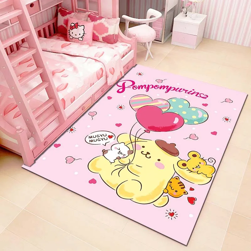 15 Sizes Sanrio Pom Pom Purin Print Cartoon Carpet Rug for Home Living Room Bedroom Grils Room Decor Non-slip Floor Mat Play Mat