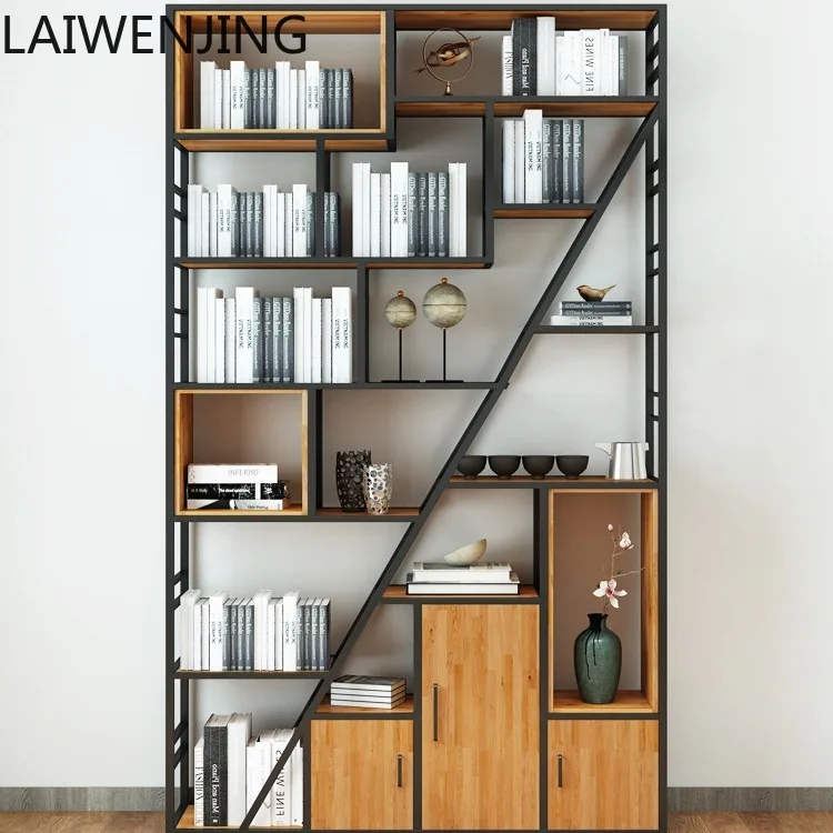 

HLZ wrought iron bookshelf shelf floor-to-ceiling multi-layer storage bookcase modern living room office partition