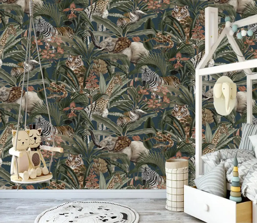 Custom size mural Living room Bedroom Plants and animals wall mural Home decor wall tapestry elephant tiger photo 3d wallpaper