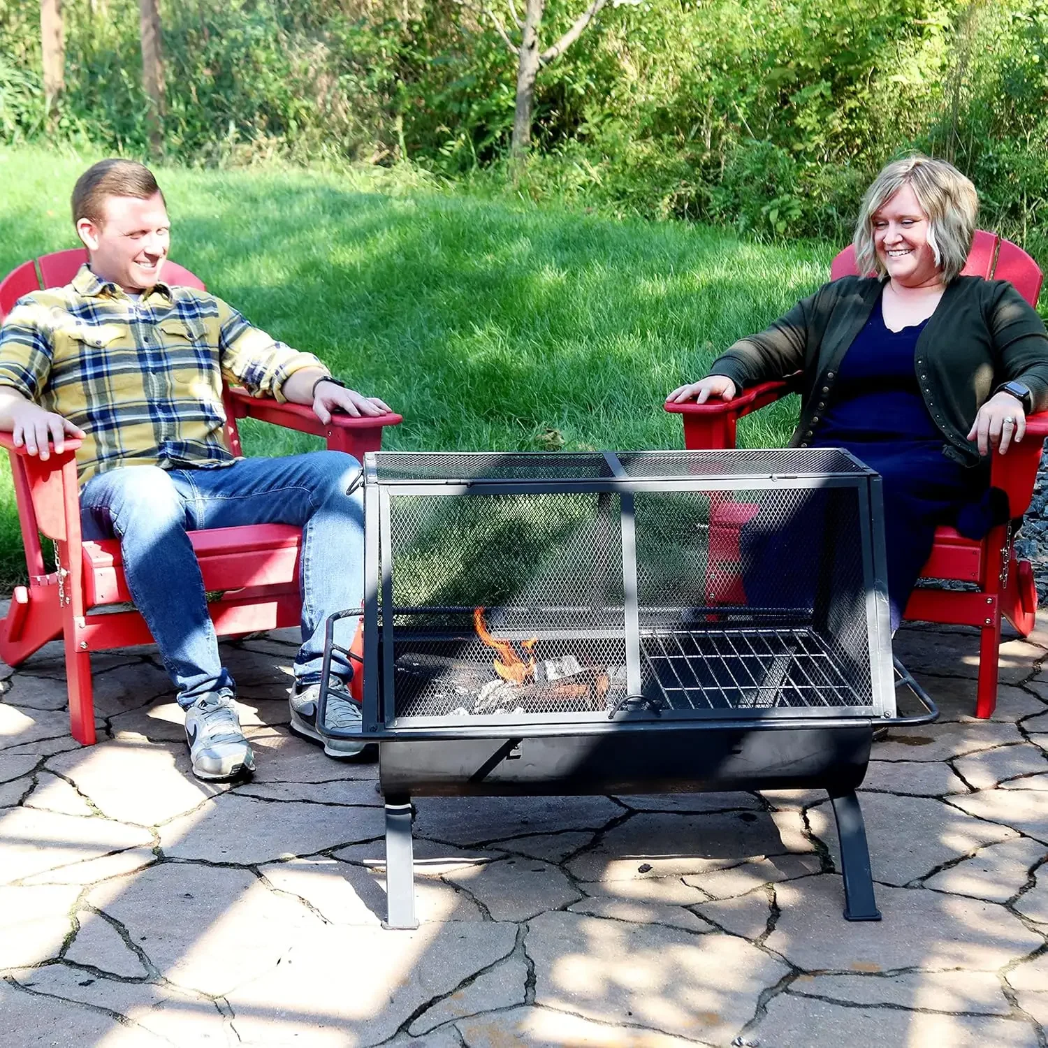 36-Inch Northland Outdoor Rectangular Fire Pit with Cooking Gril