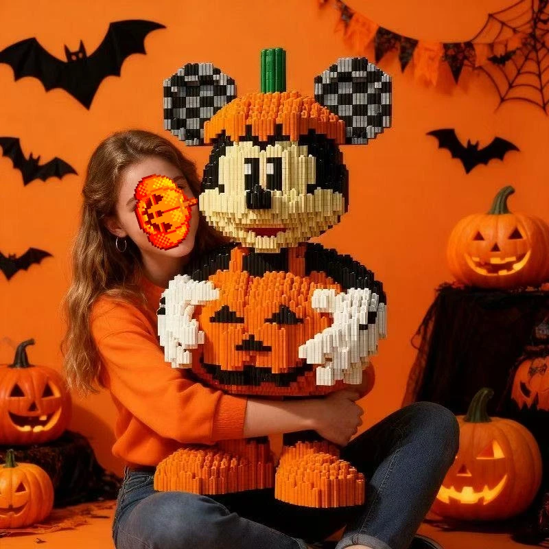 Zucca di Halloween Topolino Puzzle Ornamenti Blocchi di costruzione per bambini Giocattolo Modelli di puzzle stereoscopico 3D Giocattoli di puzzle Regali di compleanno
