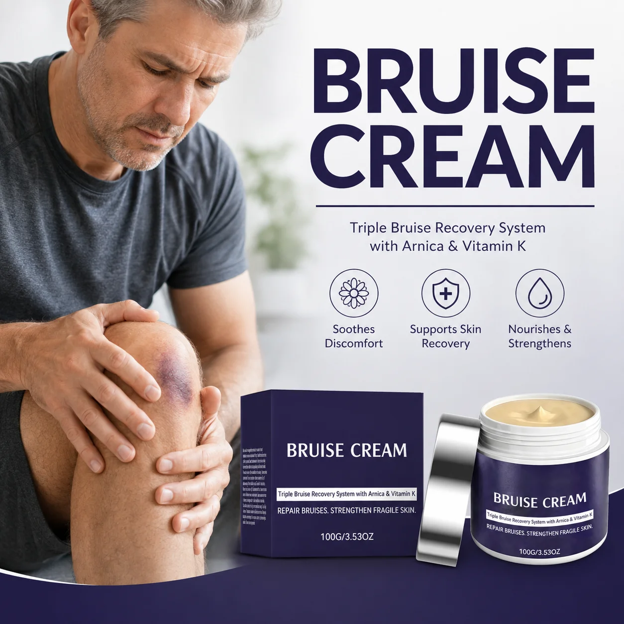Arnica Bruise Cream For Thin Fragile Skin Bruising & Swelling Repair Skin Barrier Long Lasting Soothing Body Care Bruise Cream