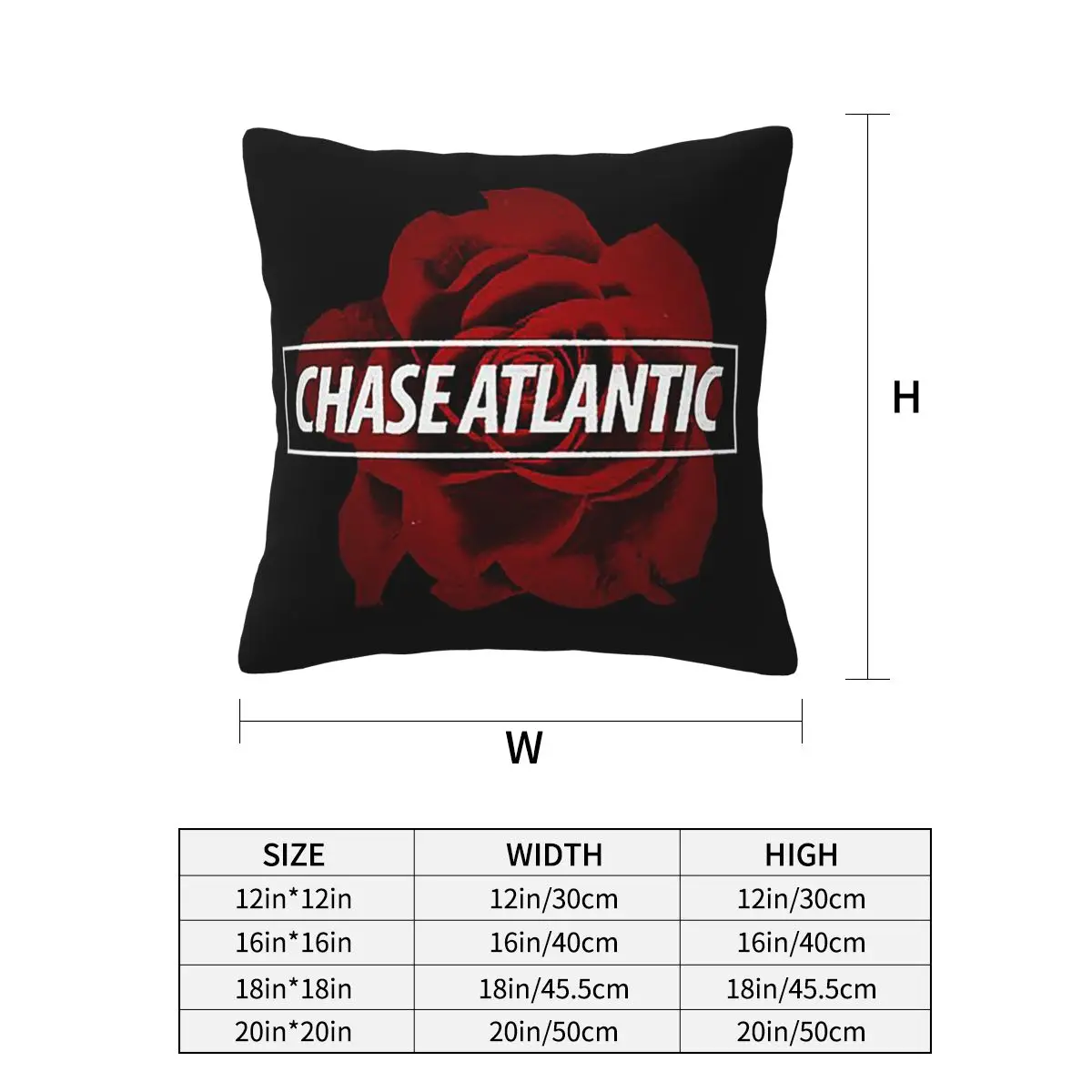 Chase Atlantic Rose Logo Square Pillowcase Pillow Cover Cushion Zip Decorative Comfort Throw Pillow for Home Car