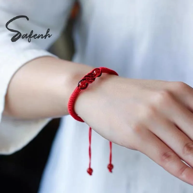 Red Black Woven Bracelet China Vajra Knot Wristbands Fashion Adjustable Couple Bangles For Men Women Lucky Jewelry Gift
