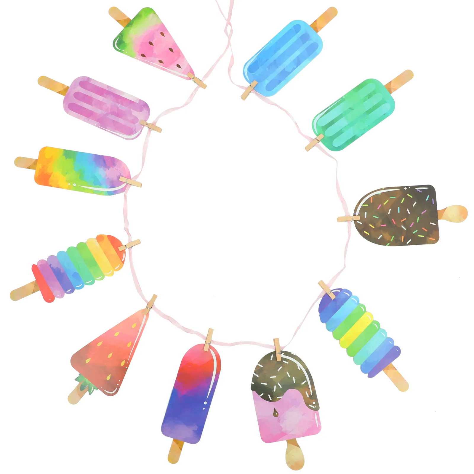

Ice Cream Banner Set Summer Party Decoration Hanging Flag Popsicle Holiday Banners Birthday Theme Pool Party Supplies