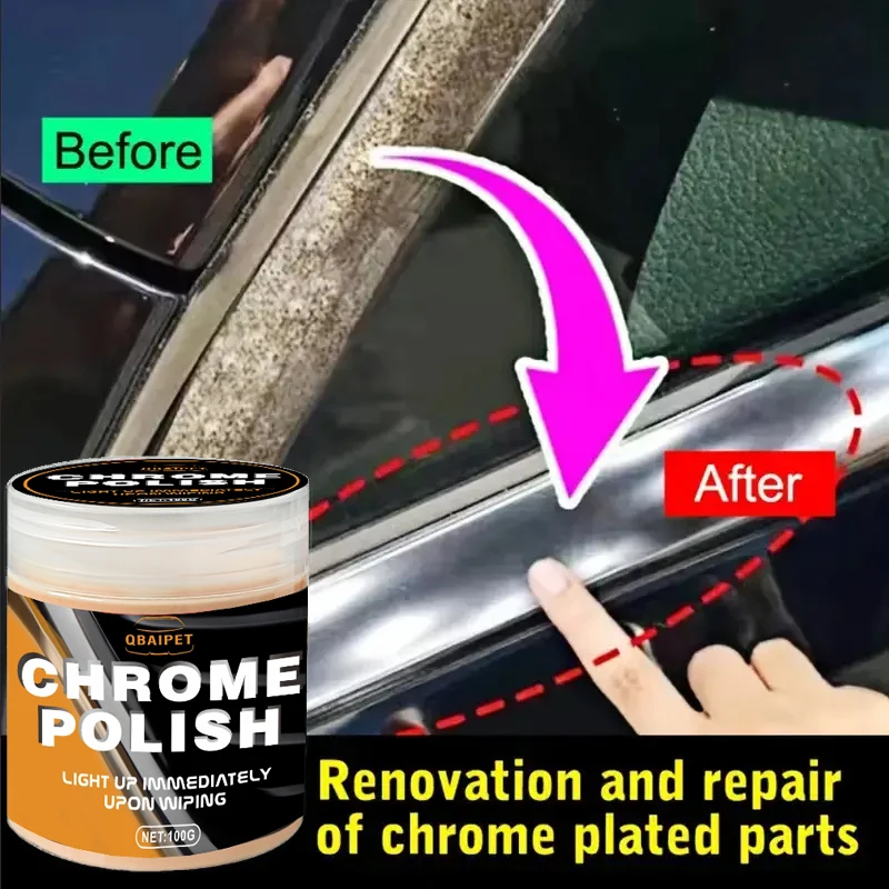 Chrome Plating Restoration Paste for Car, Wheel, Door Handle, Window, Metal Polish,  Auto Care External Maintenanc。Removes Rust