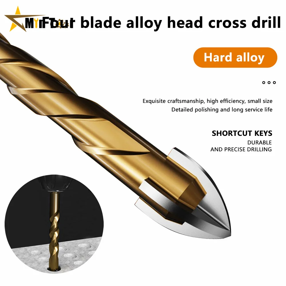 5-10mm Drill Bit Glass Cement Concrete Metal Marble Special High Hardness Four-Edged Alloy Drill Bit Dry Drilling  Power Tool