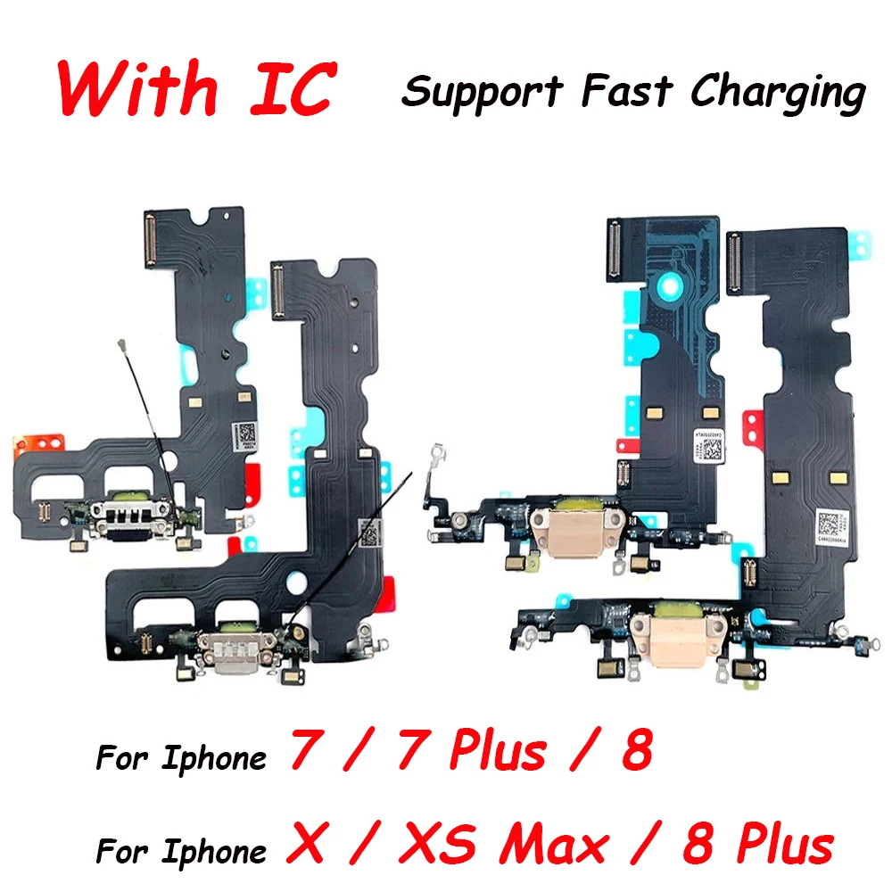 

USB Dock Connector Charging Port Flex Cable For iPhone 7 8 Plus Xs Max X Charger Board With Mic Module