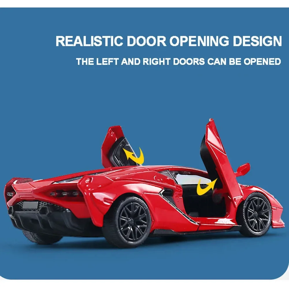 1/36 liga diecast lamborgn siy modelos de carros de brinquedo veículos de metal com puxar para trás enfeites essenciais de acabamento fino