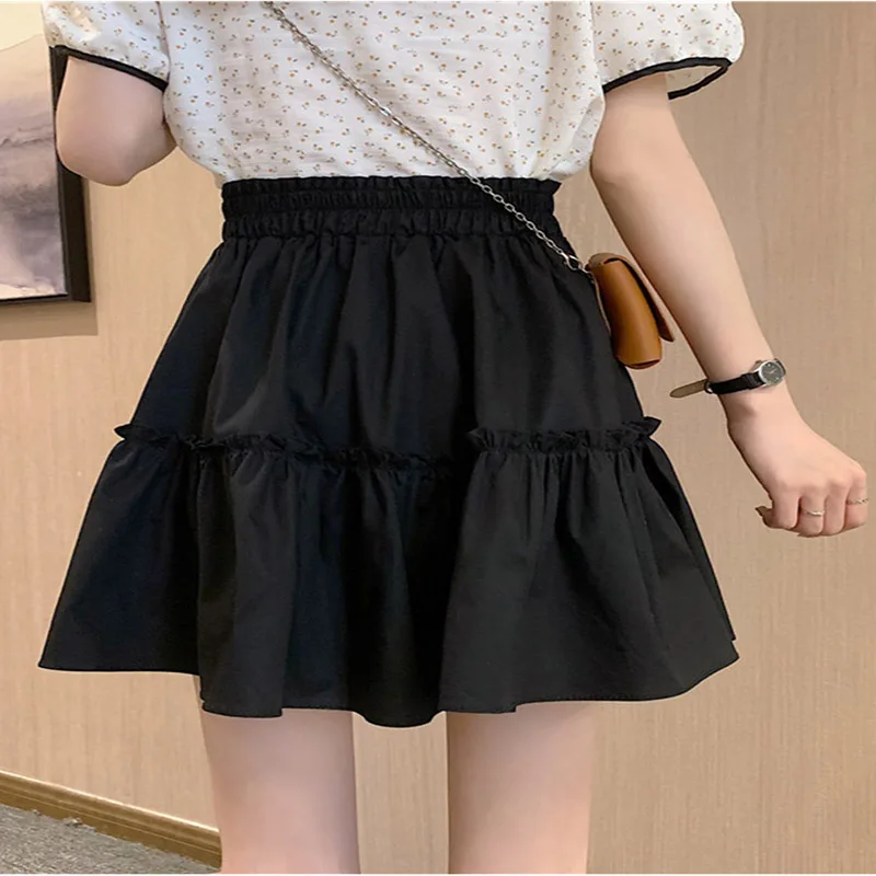 Kawaii Mini Skirts Women Cute Fungus Patchwork Fairycore High Waist Pleated Short Skirt Korean Fashion Preppy Style