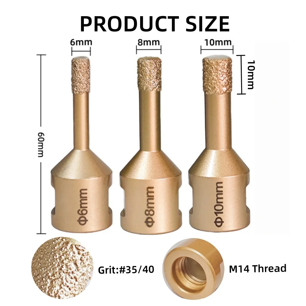 6/8/10mm Diamond Drill Bits For Porcelain Tile Ceramic Marble Granite Drilling Vacuum Brazed Diamond Hole Saw Drill Bits Tools