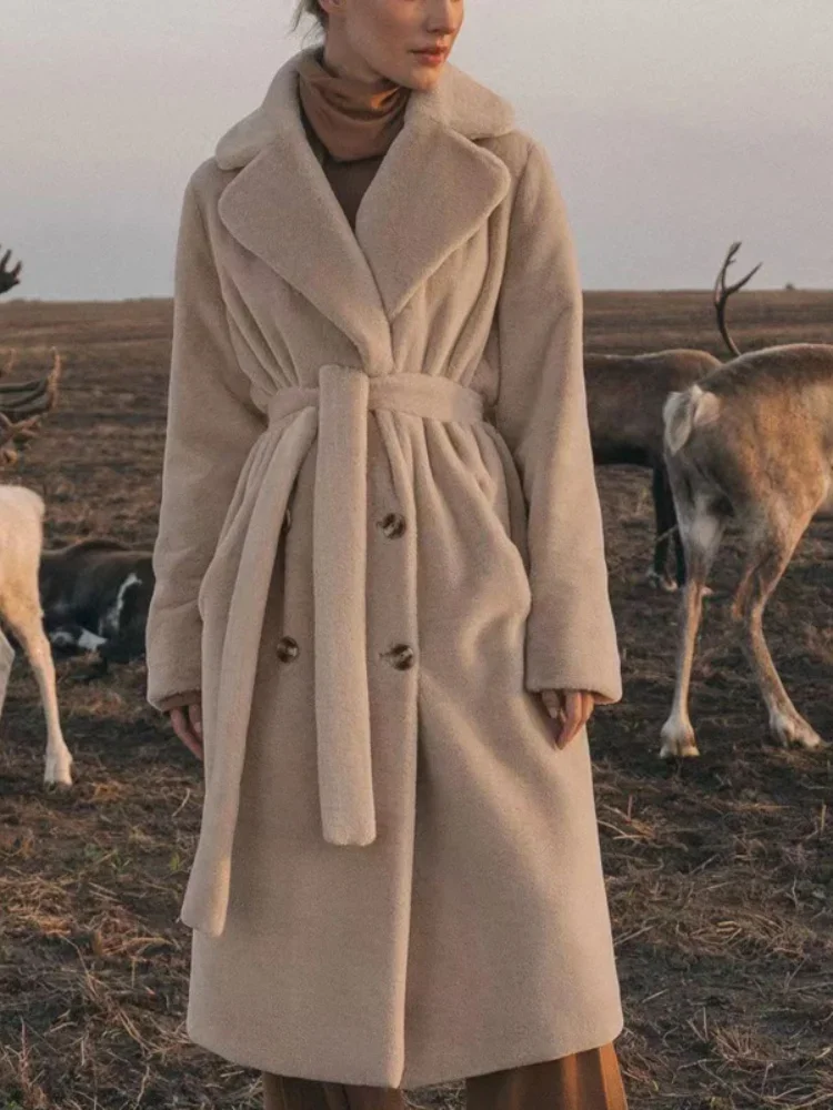 2025年新作 レディース 冬 無地 ロング フェイクミンク ファーコート 女性用 ファッション 長袖 ラペル シングルブレスト プラッシュ オーバーコート