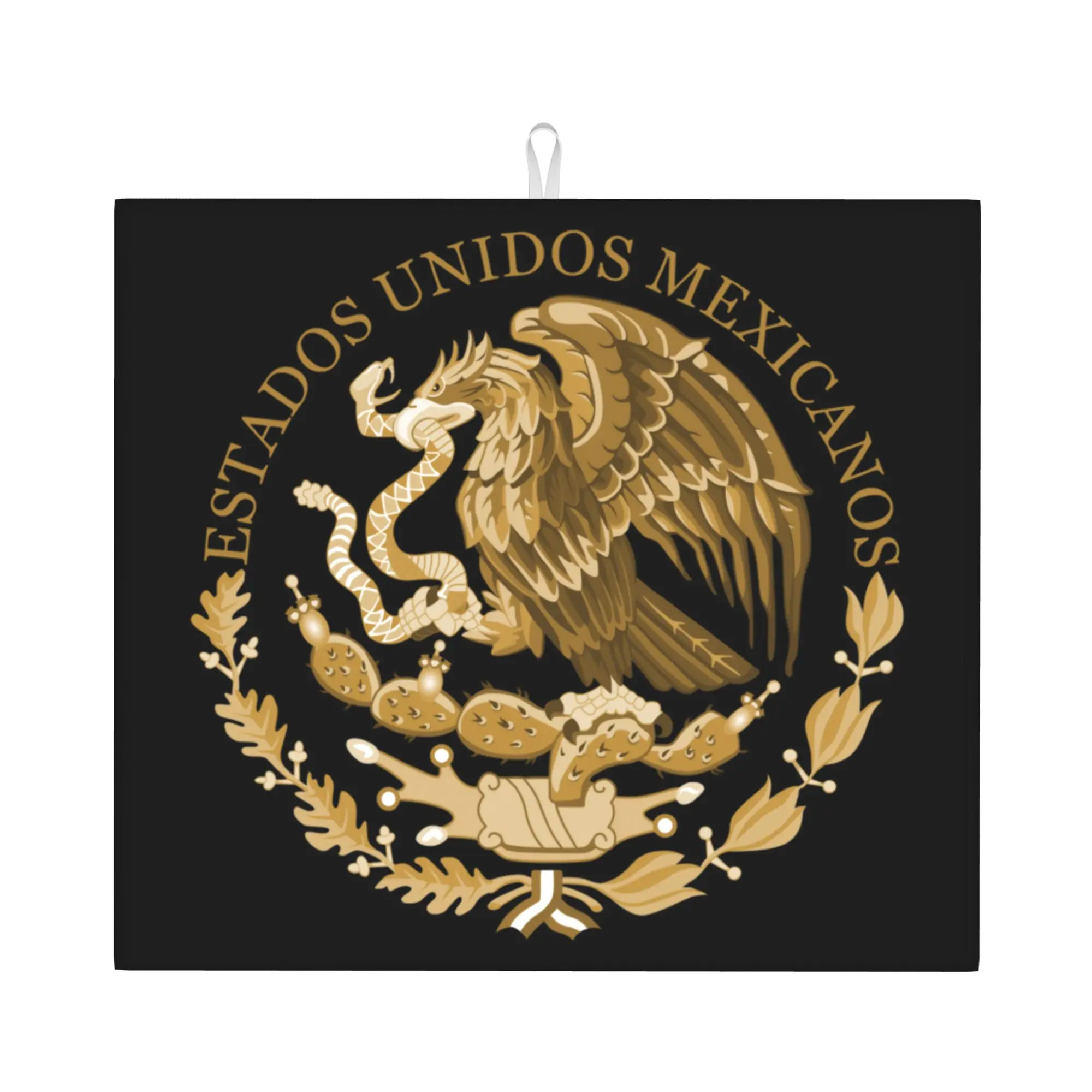 Drying Mat For Kitchen Mexico Coat Of Arms Water Absorbent Waterproof Reusable  On Slip Kitchen Counter Protector Mat