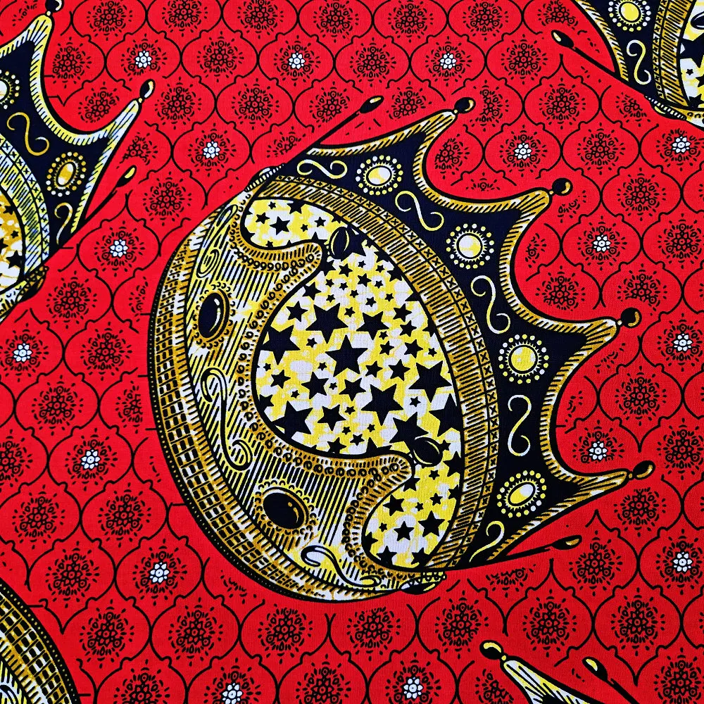 Original Super Holland Wachsdruckstoff, neues Design mit Krone, afrikanischer Stoff zum Nähen von Kleidung, 6 Yards. – Detail 3