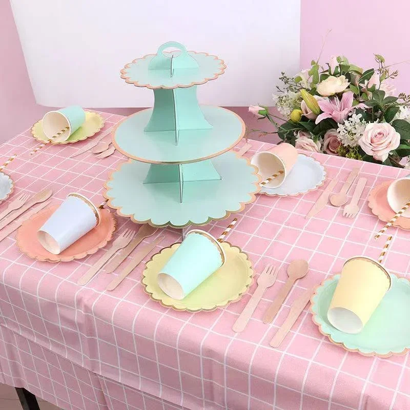 3-lagige Einweg runde Geburtstag Cupcake Dessert DIY Papier Handwerk Stand Dessert Display Rack Hochzeits feier liefert Kuchen Werkzeuge