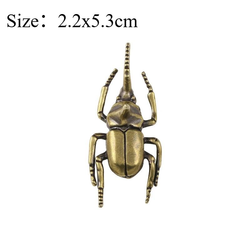 1 PC Creative Solid Brass Hercules Beetle Ornament Handheld Desk Pet Decor Present Collectible Home Office Accessory Art Craft
