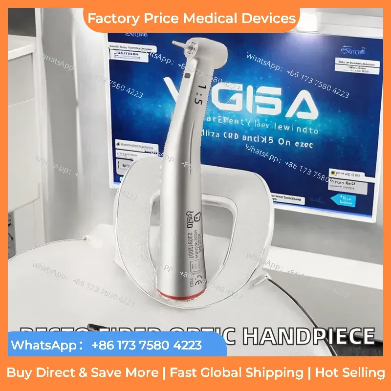 2026 BESTO Electric 1:5 Fiber Optic Increasing Contra Angle Stainless Steel Handpiece Red Ring E-type fastshipping