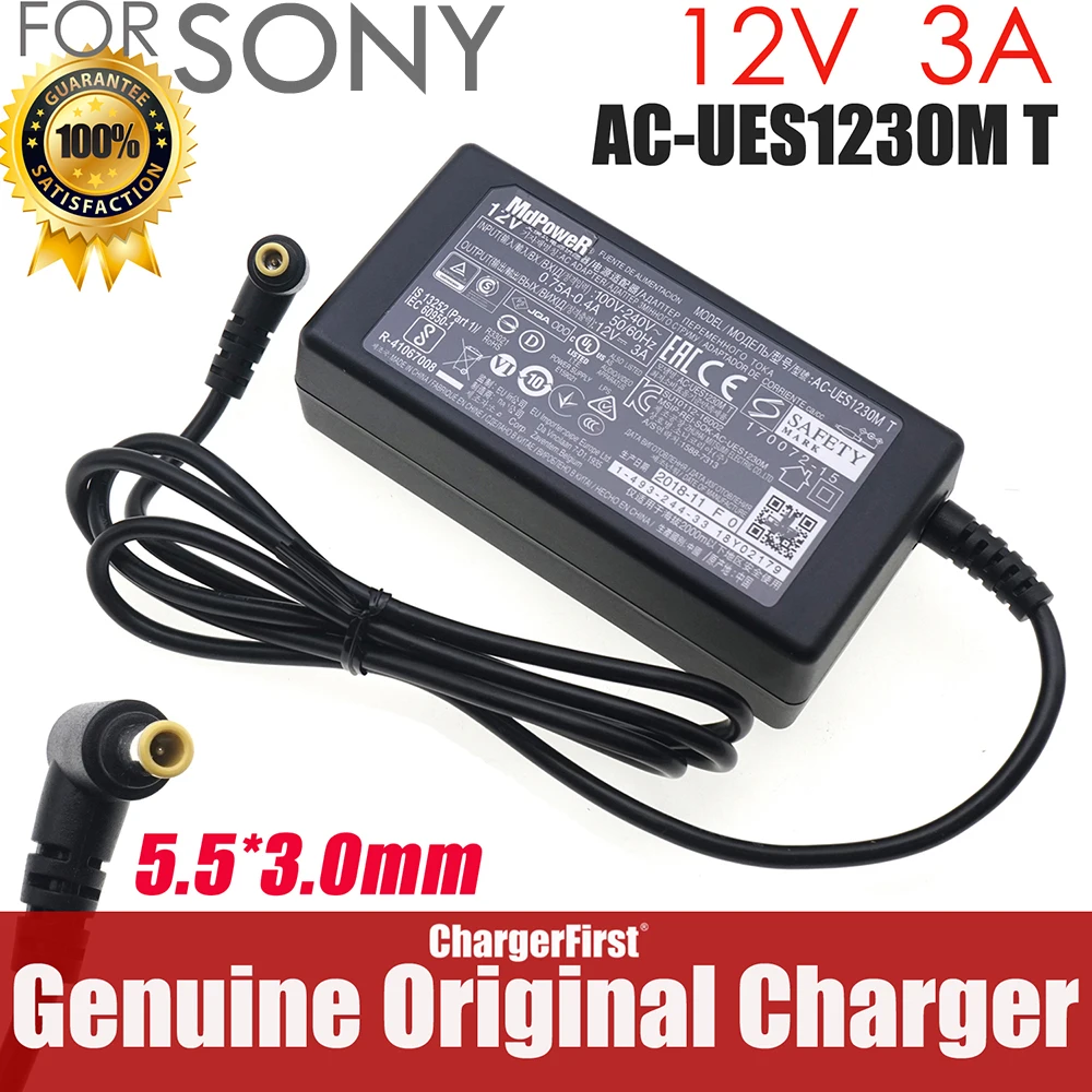 AC-UES1230M T 12V 3A AC Adapter Charger for Sony FDR-AX1E EVI-D70P EVI-D100P mcx-500 BRC-H800 Power Supply CECH-ZAC3J