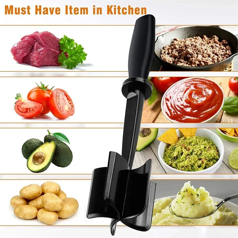 Kitchen Meat Chopper Ground Beef Masher Mixing, Grinding and Heat Resistant Pounding Spatula Meat Scraper for Mincing Meat Tools