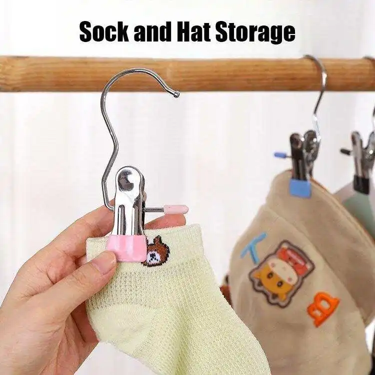 Ultimate Lightweight 16 Counts Anti-Rust Hanging Clips Clothespins,  Travel Leggings Skirt Hanger Organizer for Home & More, Spacesaving Magic Hat & Pants Trousers Storage Rack Multipurpose Organized Hooks Clotheshanger view 6