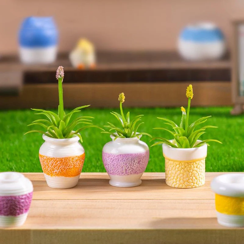 [JN] 5 pezzi carino casa delle bambole giocattolo in miniatura vaso con motivi colorati modello casa decorazioni fai da te bambini giocano giocattolo micro