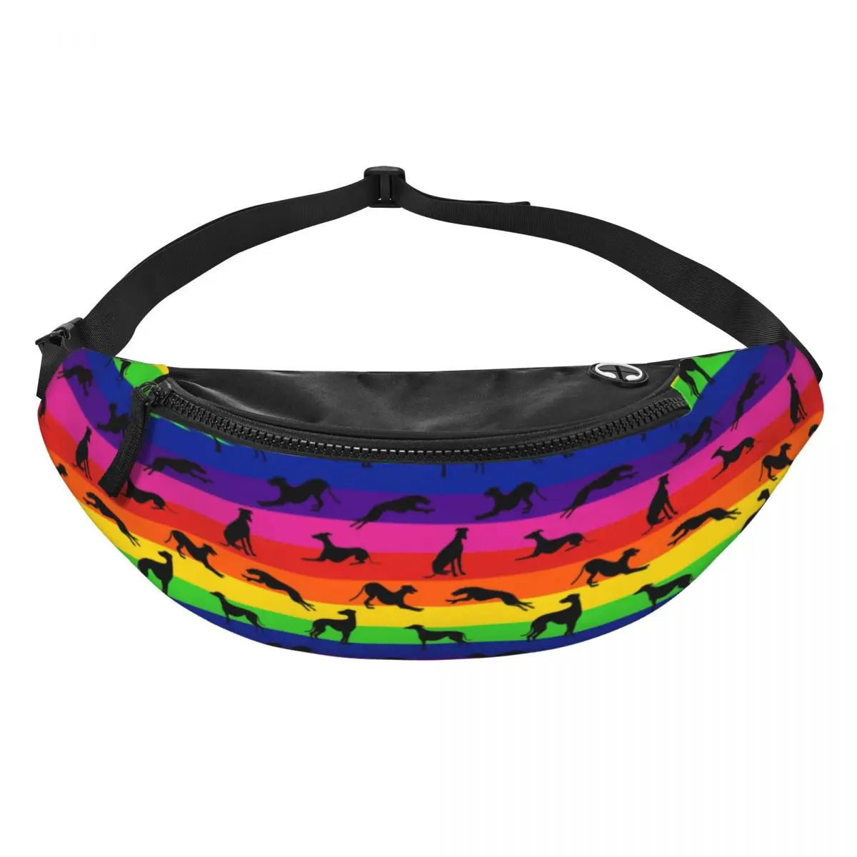 Greyt Greyhound Rainbow Fanny Pack pour hommes et femmes, Whippet personnalisé, Sighthound Dog, Crossbody, Waist Bag, Running Phone, Money Powder