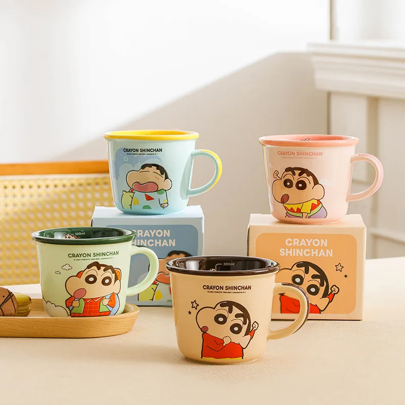 340Ml Kawaii Crayon Shin-Chan Ceramic Cup Cartoon Student Breakfast Oatmeal Milk Mug Cute Water Drink Cups Toys Girls Gifts