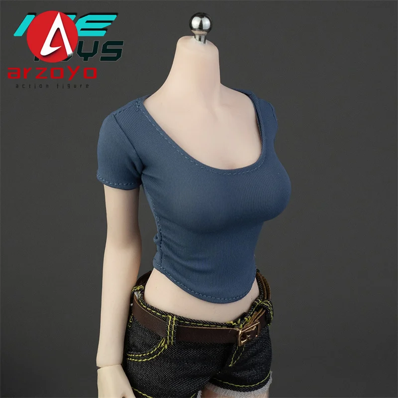 ICE TOYS IC1022 1/6 여성용 타이트 플리츠 반소매 티셔츠 의상 모델 12'' TBL JIAOU 솔저 액션 피규어 바디 인형용