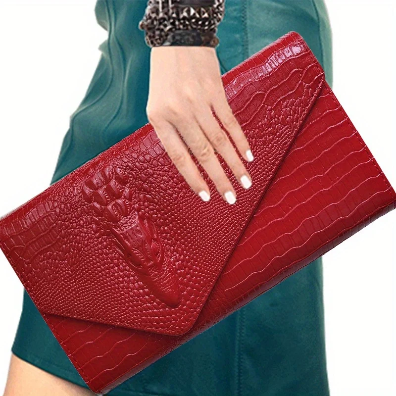 Women's stylish clutch bag Large capacity crocodile print crossbody shoulder bag