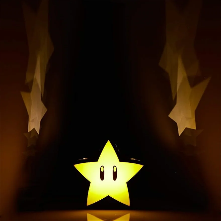 Lámpara de noche de estrella linda Retro, efecto de sonido, lámpara de noche decorativa de animación, lámpara de ambiente de juego USB, regalo de navidad para niños