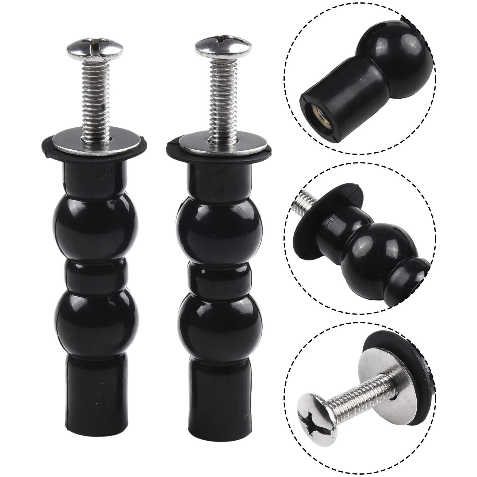 2 Pack Toilet Hinge Screw Expanding Rubber Bolt Top Nuts Compatible Perfect For Replacing Broken Toilet Hinges