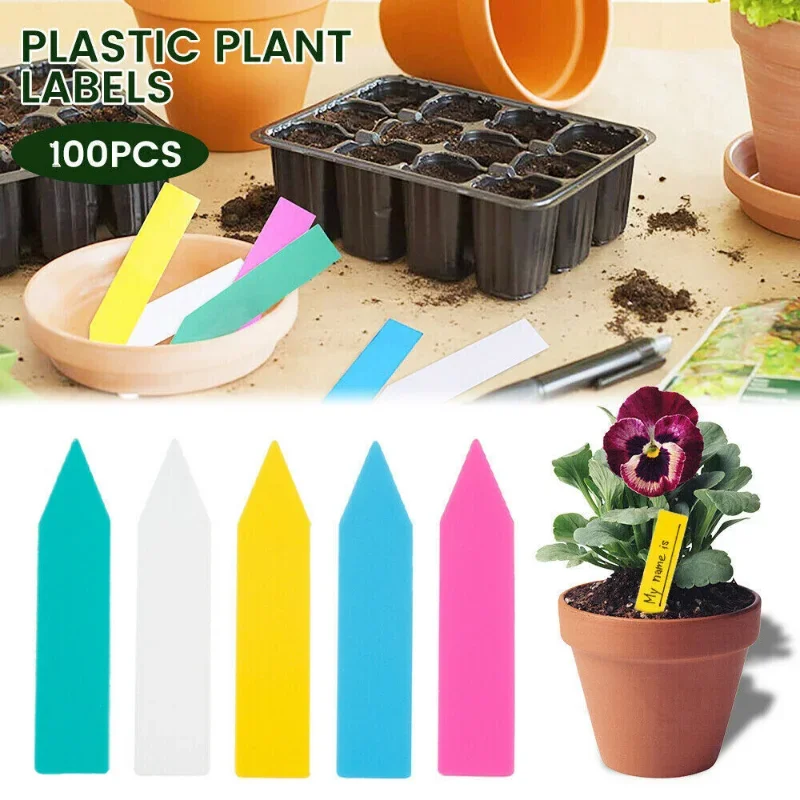 

100Pcs Plastic Plant Labels Nursery Seedling Tray Markers DIYGarden Decorating Tools Flower Pots Landing Tags Garden Supplies