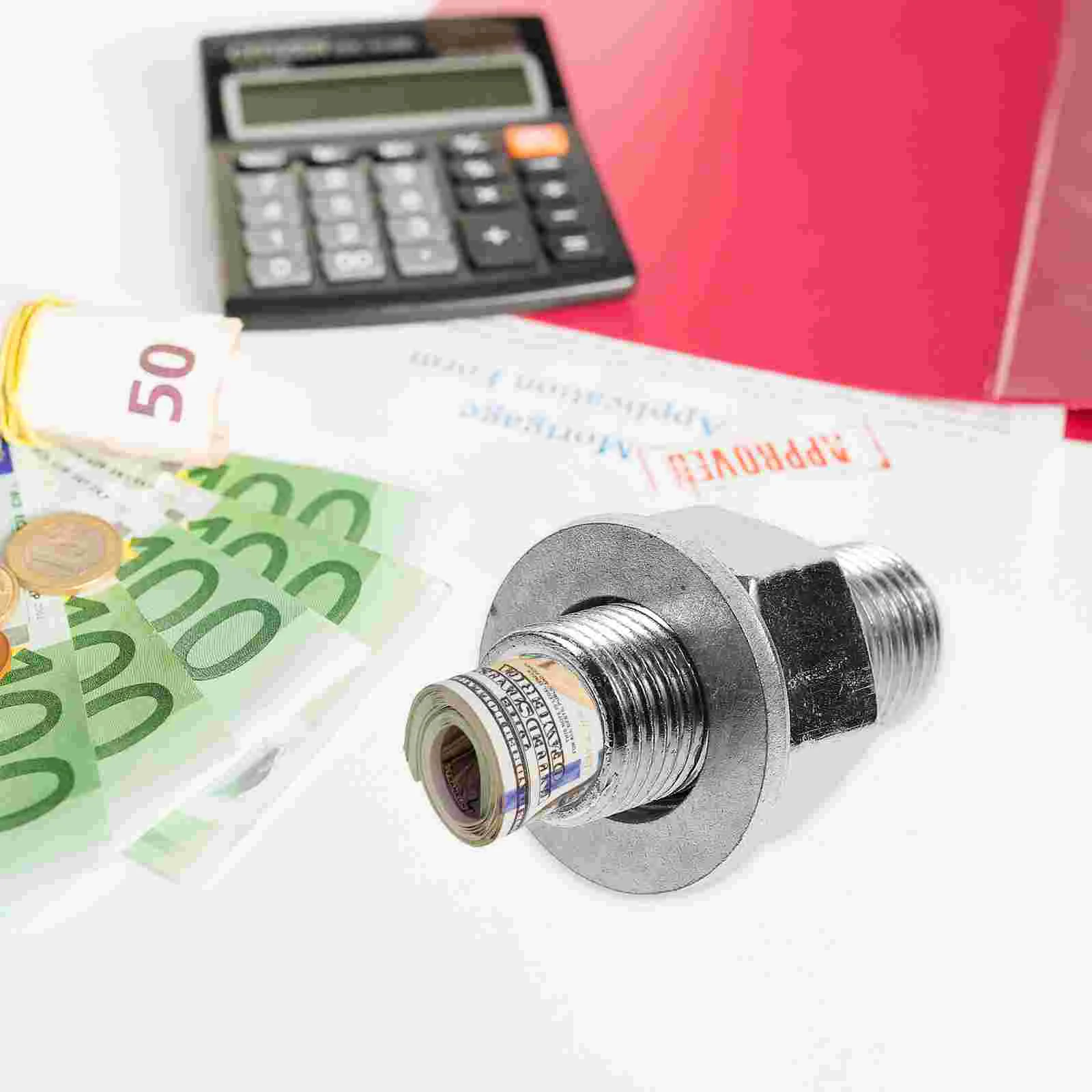 Schroef Spaarpot Klein Pil Container Compartiment Koolstofstaal Geldopslaghouder