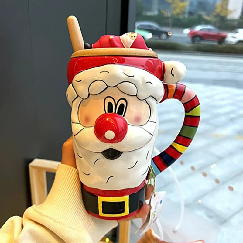 

Copa De Cerámica Christmas Creative Red Mug 600ml Large Capacity Heat-resistant Breakfast Milk Coffee Cup Cute Cartoon Gift