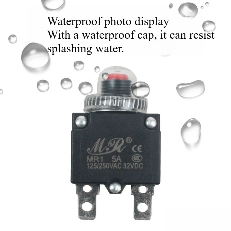 1Pcs Circuit Breaker+Waterproof CAP 3A,4A,5A,6A,7A,8A,10A,15A,18A,20A,25A,30A Thermal Switch Overload Protector Push Button