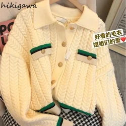 2024 Women Clothing Knitwear Cardigan Jackets Pull Femme Temperament Solid Color Sueter Mujer Fashion Korean Sweater Tops 27y589