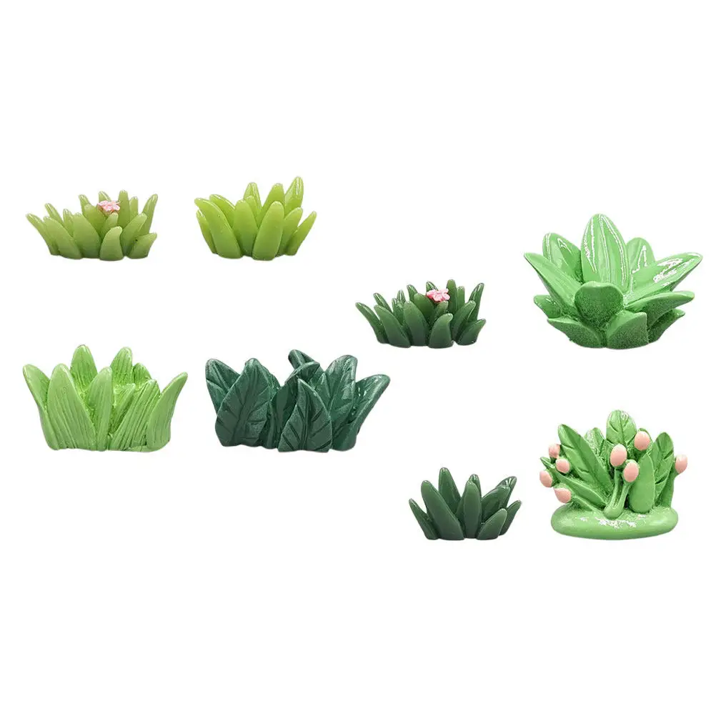 

8Pcs Mini Green Plants Set: Lifelike Faux Grass for Craft Projects Tiny Landscape Decoration Bonsai Simulation Home Office Desk