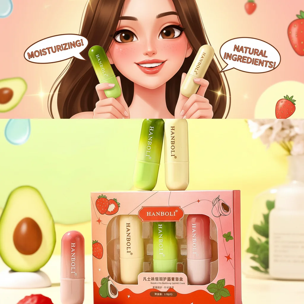 New Fruits Lip Balm Sets Moisturizing Lip Moisturizing Nourishing Hydrating Lipstick Kits Lips Oil Moisturizing and Non Greasy