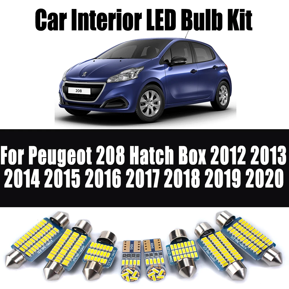 

16 шт. Canbus светодиодный комплект внутреннего купольного освещения с картой для Peugeot 208 Hatch Box 2012-2016 2017 2018 2019 2020 лампы для зеркала для чтения