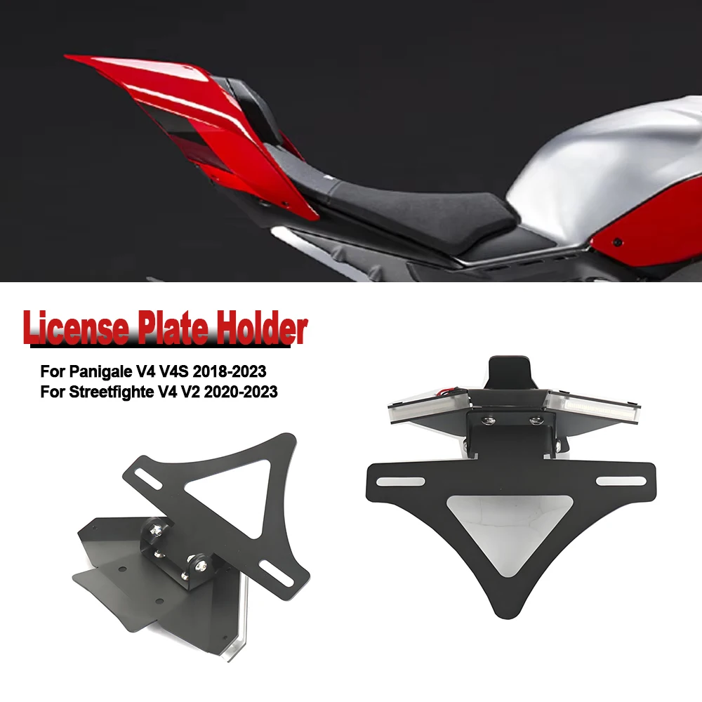 For Ducati Streetfighte V4 V2 Panigale V4 V4S New License Plate Holder Motorcycle Fender Eliminator Tail Tidy LED Turn Signal