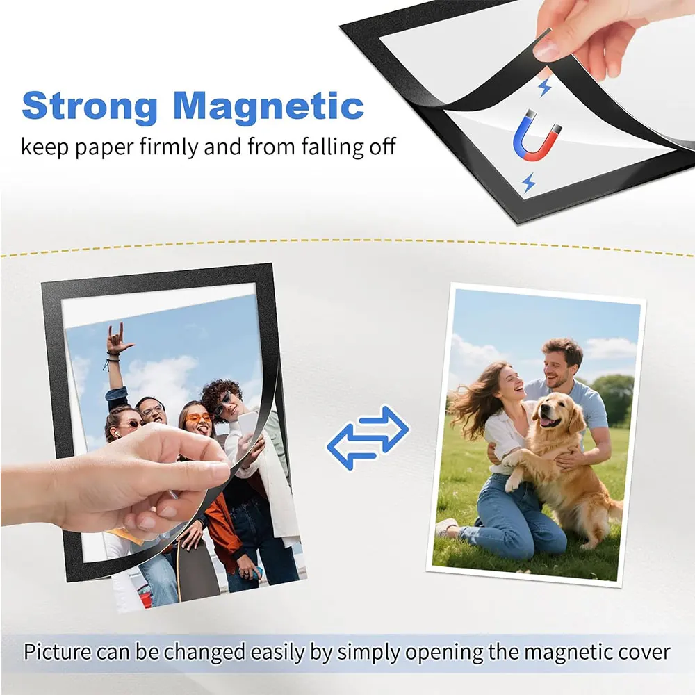 10-Pack A4 Magnetic Flexible Photo Frames Self-Adhesive Display Frames Suitable For Refrigerators/Walls/Glass Windows/Doors