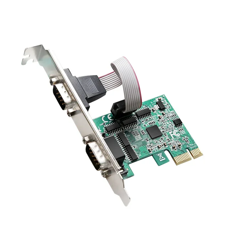 PCIe to 2 Serial Port Expansion card Adapter converter with ASIX/AX99100B DB9 RS232 PCI-E