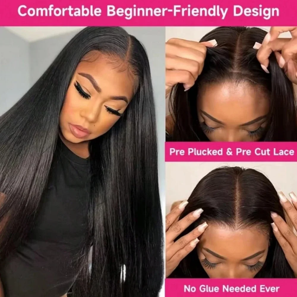 250% Brazilian Straight Human Hair Wigs 13x4 13x6 HD Transparent Lace Front Wigs Pre Plucked Baby Hair Natural Hairline Wigs For Black Women image 7