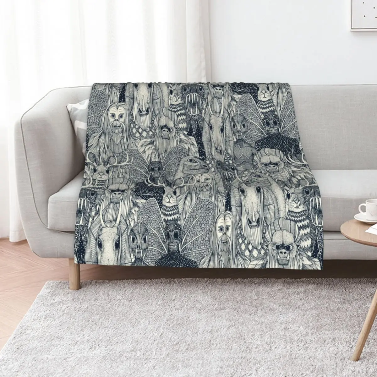 cryptid crowd indigo pearl Throw Blanket Hairys Luxury Thicken Furry Flannels For Sofa Thin for winter Blankets