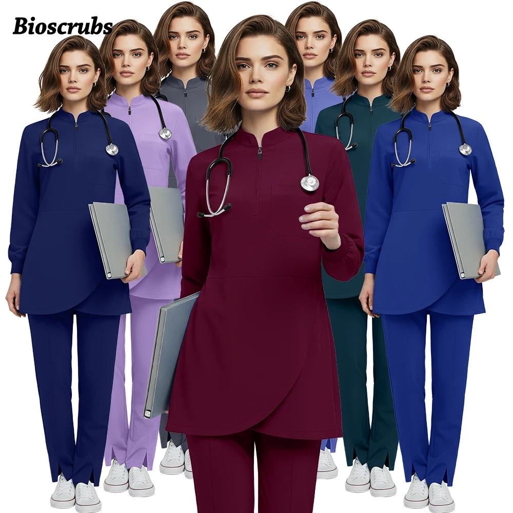 

Высококачественный медицинский костюм для сестер и врачей: комплект униформы для салонов красоты, аптек и клиник (топ и брюки)