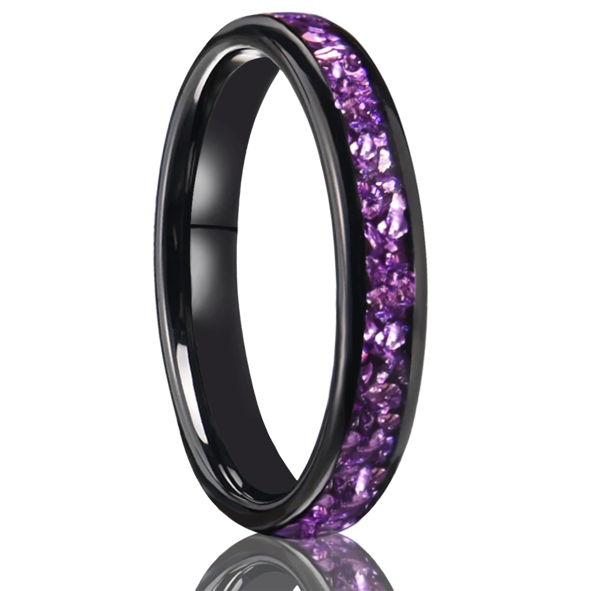 8mm Amethyst Tungsten Carbide Ring, Mens Womens Engagement Wedding Rings, Perfect for Anyone Jewelry Gift