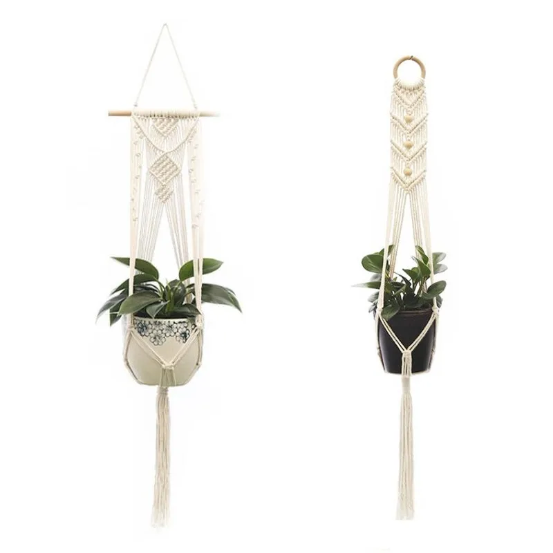 Vertical garden plant hanging rope macrame hanger flower net pot baskets wall handmade Cotton rope for home new year decoration