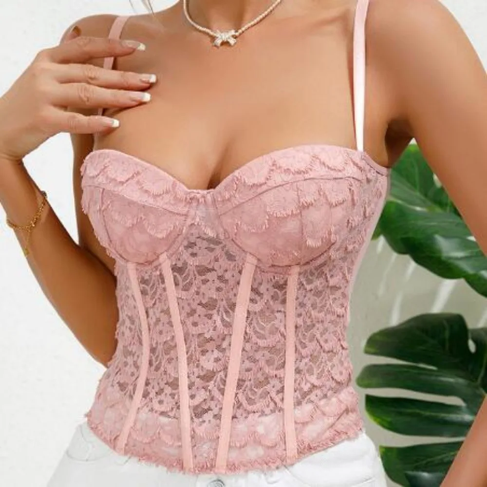 Sexy Spitze Mesh Tube Top schicke träger lose Camis Slim Tanks Top elegante Basic Top Herbst Frauen Bustier