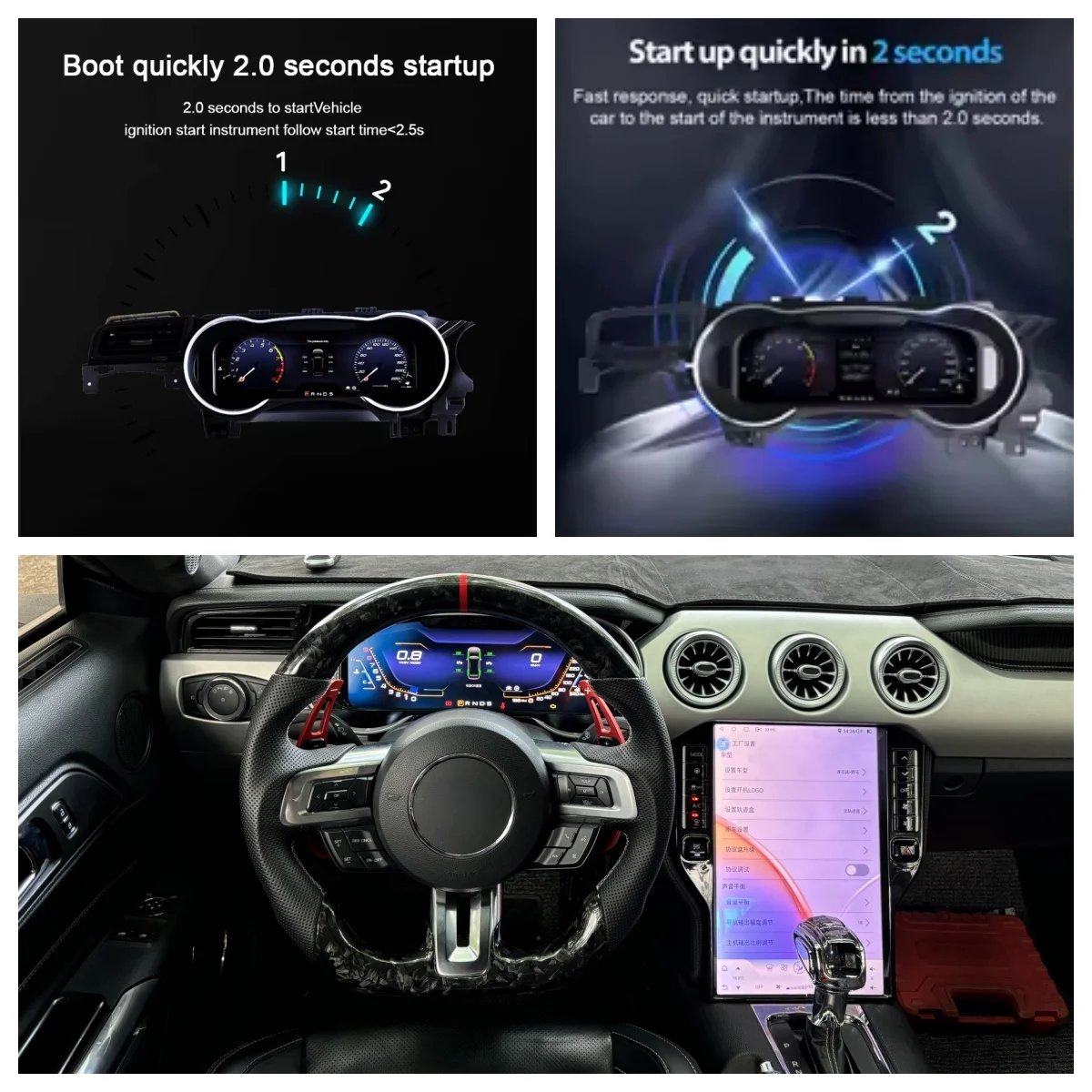 LCD Digital meter Cluster screen CockPit Dashboard for Ford Mustang 2015-2019 Car Speedomet Instrument Panel Display Linux